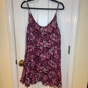 Paris Atelier & Other Stories Floral Ruffle Slip Dress Pink Purple Size 10